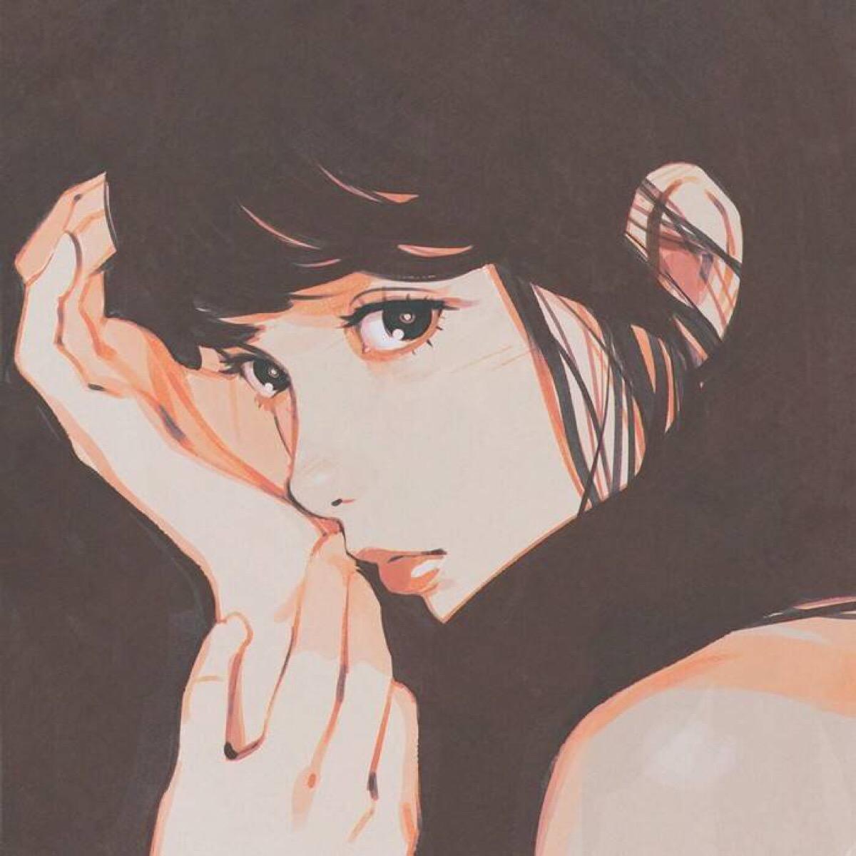 动漫女生侧脸图片，友谊的侧脸，展现温暖日常之美